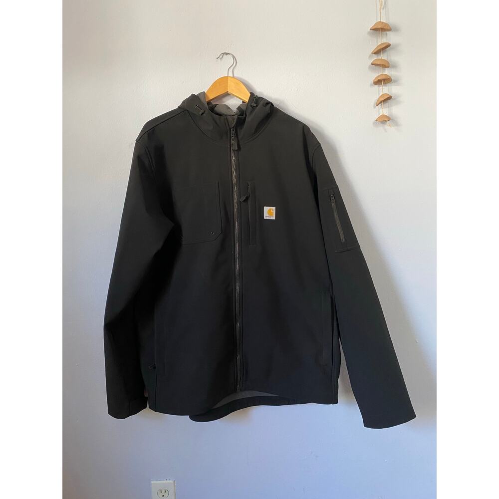 Black Carhartt Rain Defender Relaxed Fit Hooded Jacket -‎ (Men’s XL Tall)
